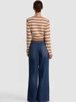 Alice and Olivia CARDIGANS*DOLLIE STRIPED CASHMERE CARDIGAN