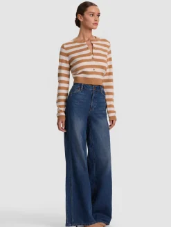 Alice and Olivia CARDIGANS*DOLLIE STRIPED CASHMERE CARDIGAN
