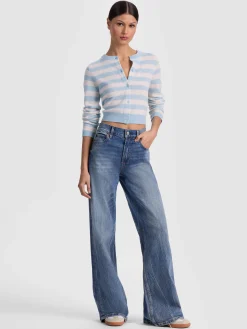 Alice and Olivia CARDIGANS*DOLLIE STRIPED CASHMERE CARDIGAN