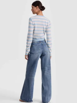 Alice and Olivia CARDIGANS*DOLLIE STRIPED CASHMERE CARDIGAN