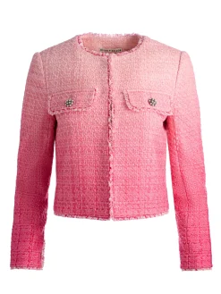 Alice and Olivia ANDREW PANT|JADE MESH BUTTON DOWN*DUMONT EMBELLISHED TWEED JACKET