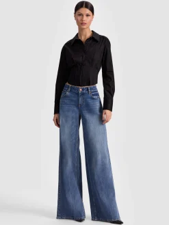 Alice and Olivia CROP TOPS*EDIE CORSET BUTTON DOWN