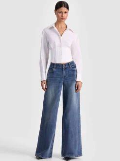 Alice and Olivia CROP TOPS*EDIE CORSET BUTTON DOWN