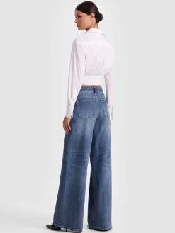 Alice and Olivia CROP TOPS*EDIE CORSET BUTTON DOWN