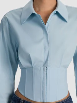 Alice and Olivia CROP TOPS*EDIE CORSET BUTTON DOWN