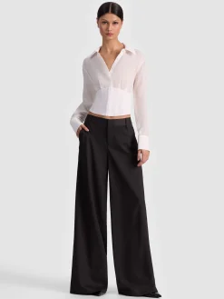 Alice and Olivia CROP TOPS*EDIE SEAMED CORSET BUTTON DOWN