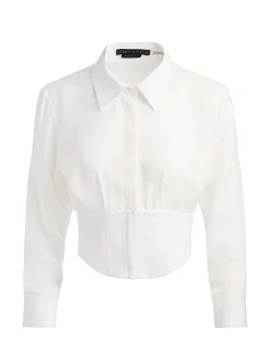 Alice and Olivia CROP TOPS*EDIE SEAMED CORSET BUTTON DOWN