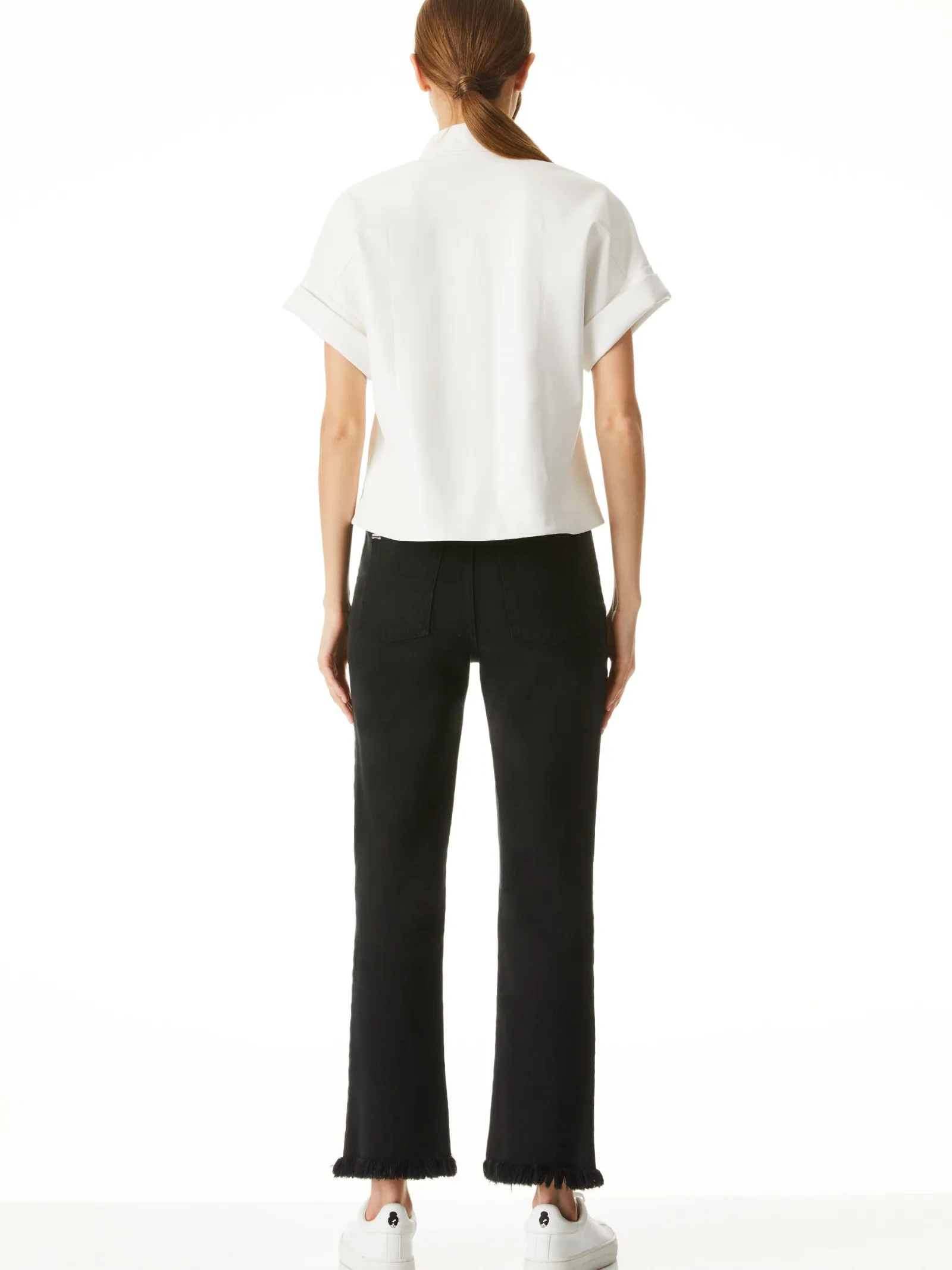 Alice and Olivia ANDREW PANT|JADE MESH BUTTON DOWN*EDYTH VEGAN TOP