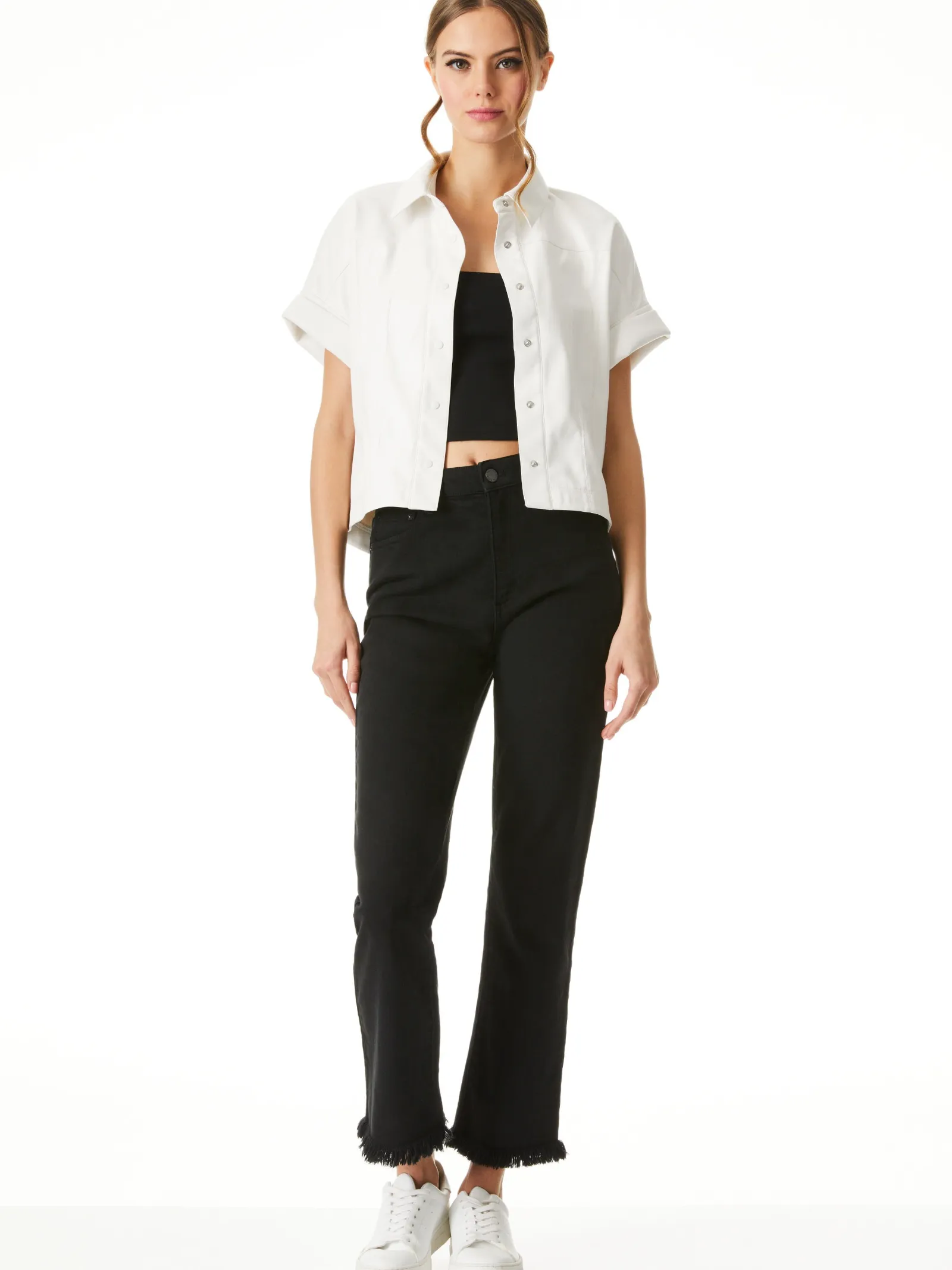 Alice and Olivia ANDREW PANT|JADE MESH BUTTON DOWN*EDYTH VEGAN TOP