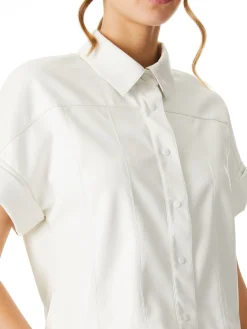 Alice and Olivia ANDREW PANT|JADE MESH BUTTON DOWN*EDYTH VEGAN TOP