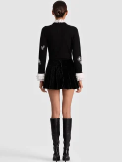 Alice and Olivia MINI*EMILIE VELVET MINI SKORT