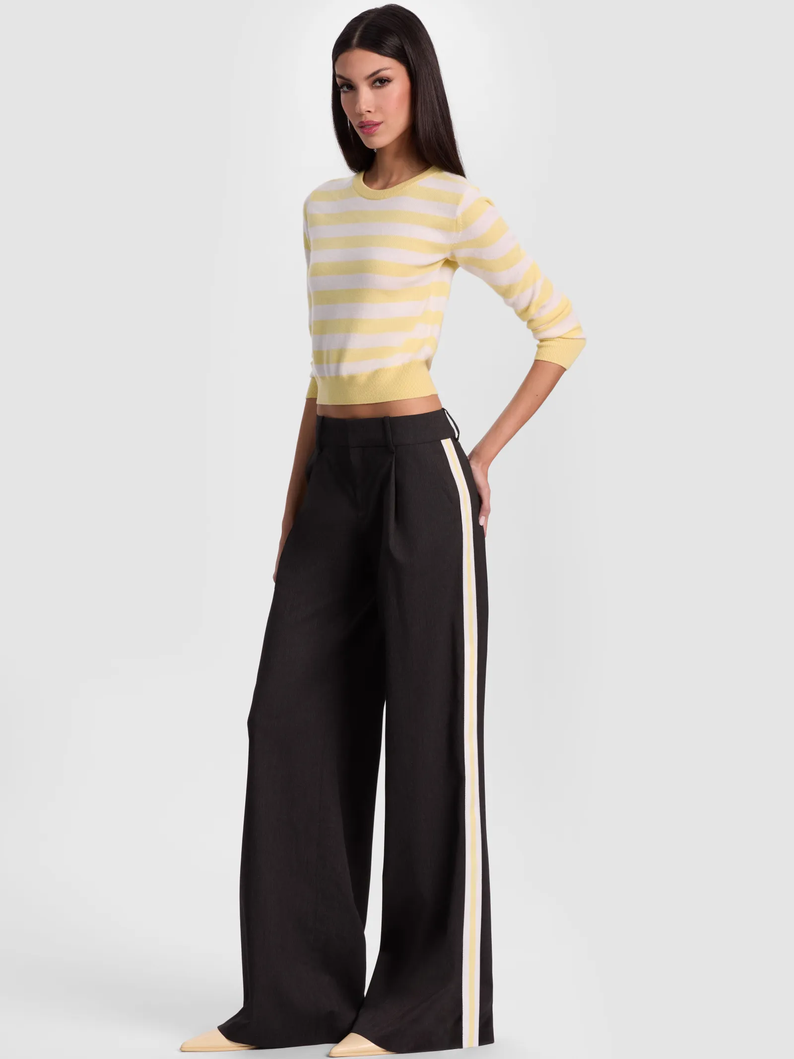 Alice and Olivia WIDE LEG*ERIC PANT WITH SIDE STRIPE