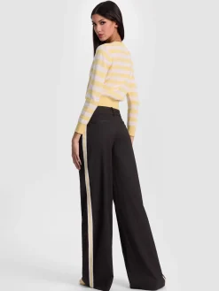 Alice and Olivia WIDE LEG*ERIC PANT WITH SIDE STRIPE