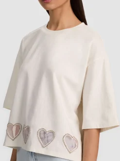 Alice and Olivia T-SHIRTS*EVAN HEART CUTOUT TEE