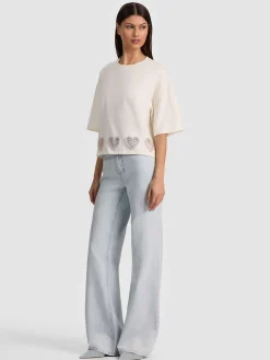 Alice and Olivia T-SHIRTS*EVAN HEART CUTOUT TEE