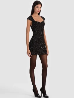 Alice and Olivia MINI*EVE EMBELLISHED LACE MINI DRESS