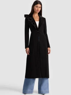 Alice and Olivia BLAZERS*FAIE SLIM RUFFLE MAXI BLAZER