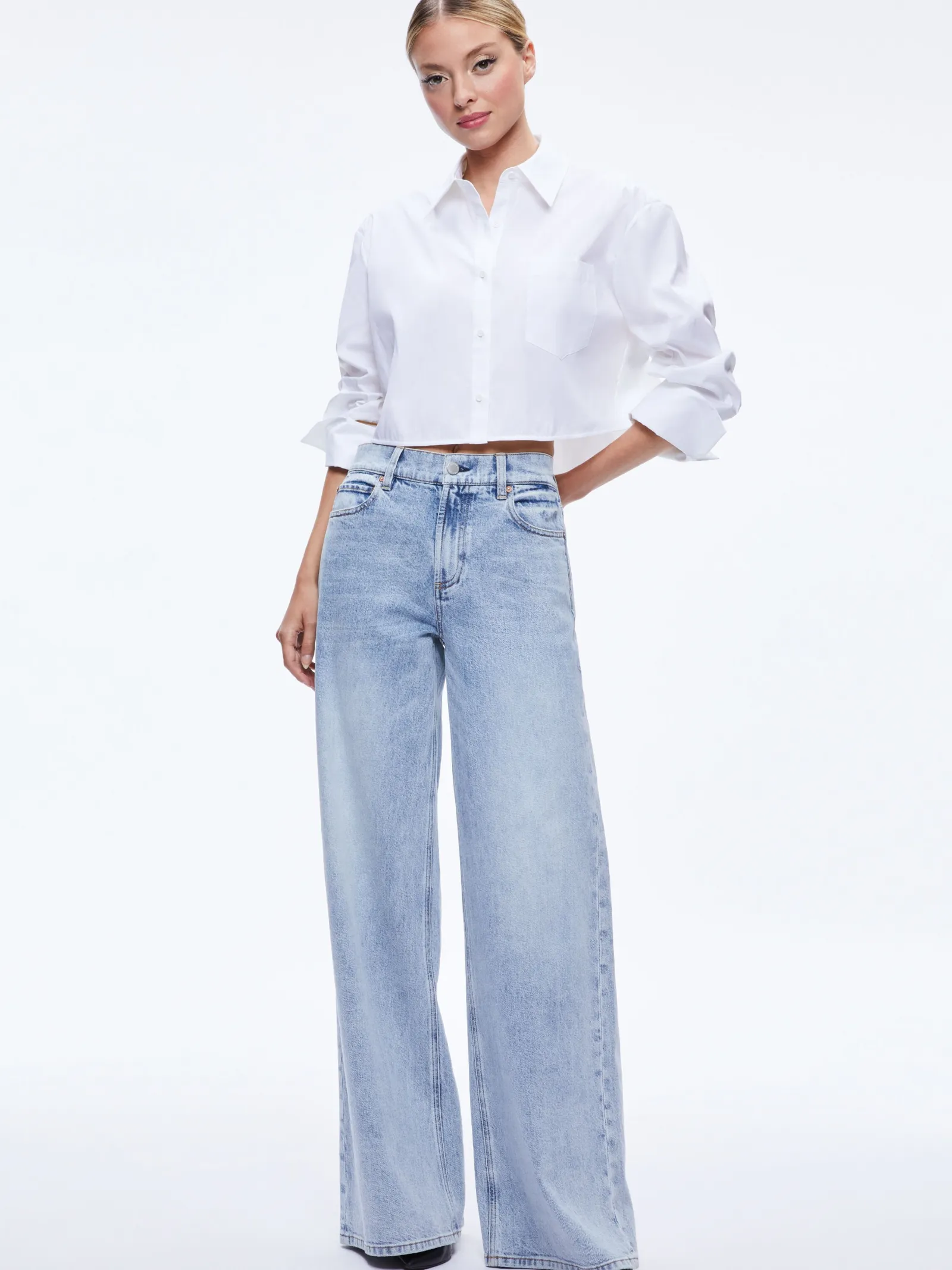 Alice and Olivia CROP TOPS*FINELY CROPPED BUTTON DOWN