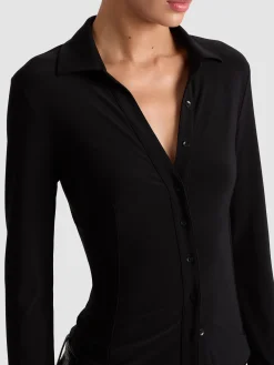 Alice and Olivia ANDREW PANT|JADE MESH BUTTON DOWN*FREYA FITTED TOP