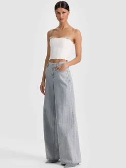 Alice and Olivia TANKS*HALLIE EMBELLISHED PEEKABOO TOP