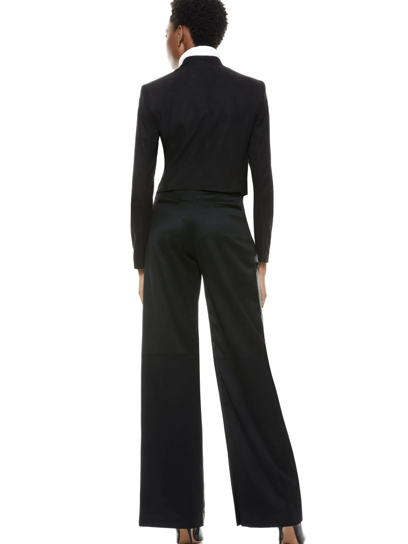 Alice and Olivia ANDREW PANT|JADE MESH BUTTON DOWN*HARVEY SUEDE JACKET