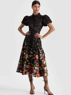 Alice and Olivia MIDI*HENRIETTA BELTED MIDI DRESS