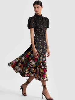 Alice and Olivia MIDI*HENRIETTA BELTED MIDI DRESS