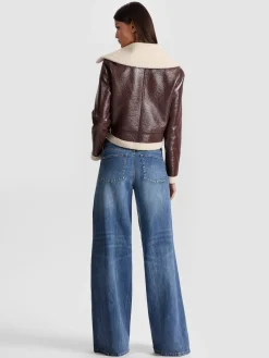 Alice and Olivia CROPPED JACKETS*ISAIAH FAUX SHEARLING JACKET