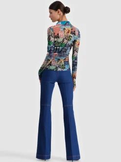 Alice and Olivia ANDREW PANT|JADE MESH BUTTON DOWN*JADE MESH BUTTON DOWN