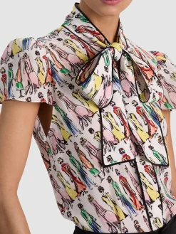 Alice and Olivia BLOUSES*JEANNIE STACEFACE SILK BLOUSE