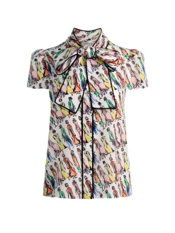Alice and Olivia BLOUSES*JEANNIE STACEFACE SILK BLOUSE