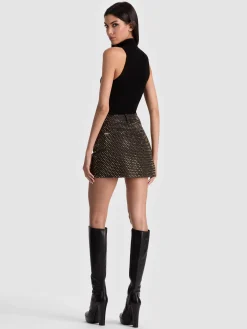 Alice and Olivia MINI*JOSS EMBELLISHED DENIM SKIRT