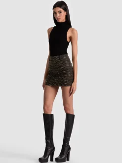 Alice and Olivia MINI*JOSS EMBELLISHED DENIM SKIRT