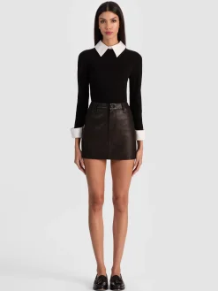 Alice and Olivia MINI*JOSS LEATHER MINI SKIRT