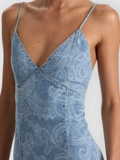 Alice and Olivia MIDI*JULIETTA DENIM MIDI DRESS