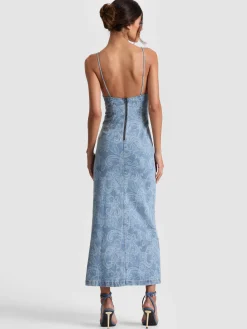 Alice and Olivia MIDI*JULIETTA DENIM MIDI DRESS