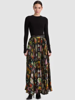 Alice and Olivia MAXI*KATZ PLEATED MAXI SKIRT