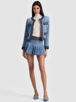 Alice and Olivia DENIM*LANDON CROPPED DENIM JACKET