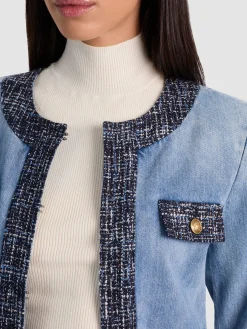 Alice and Olivia DENIM*LANDON CROPPED DENIM JACKET