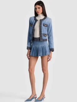 Alice and Olivia DENIM*LANDON CROPPED DENIM JACKET