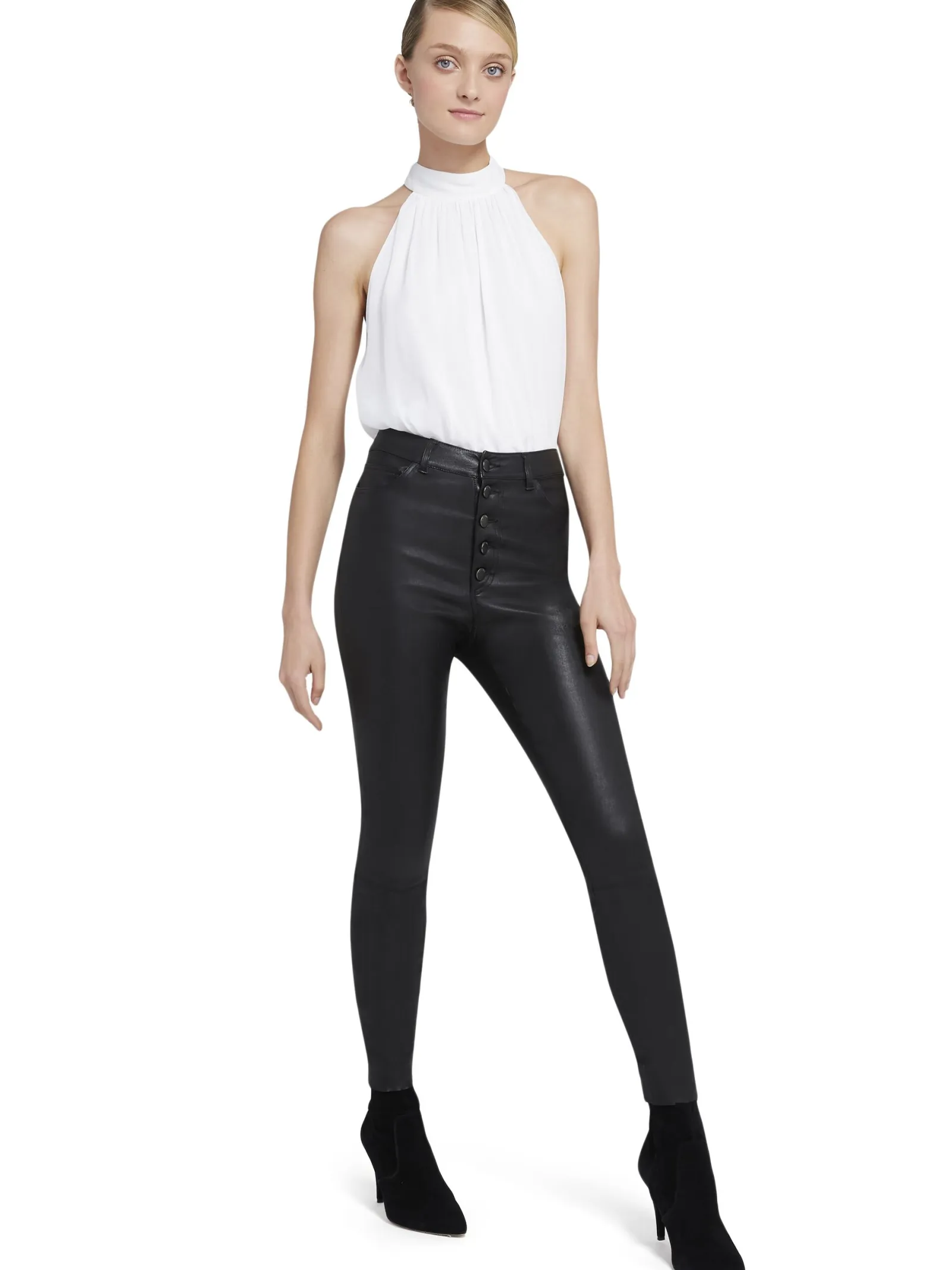 Alice and Olivia ANDREW PANT|JADE MESH BUTTON DOWN*MARIS HALTER TOP
