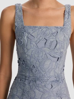 Alice and Olivia MINI*MARYANN LASER-CUT DENIM DRESS