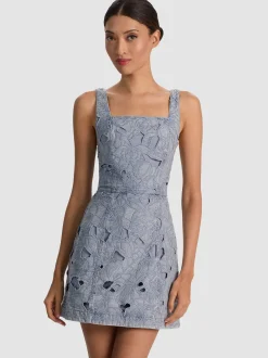 Alice and Olivia MINI*MARYANN LASER-CUT DENIM DRESS