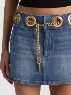 Alice and Olivia MINI*MORGANA CHAIN BELT DENIM MINI SKIRT