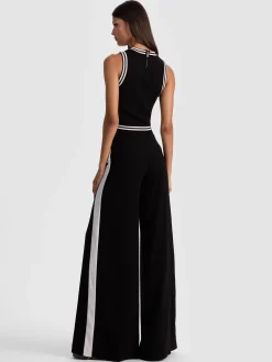 Alice and Olivia WIDE LEG*NESSI TROUSER WITH SIDE STRIPE