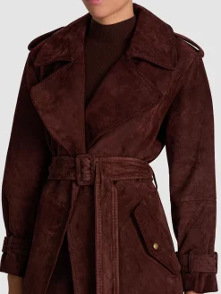 Alice and Olivia COATS*NEVADA SUEDE TRENCH COAT