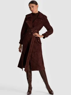 Alice and Olivia COATS*NEVADA SUEDE TRENCH COAT