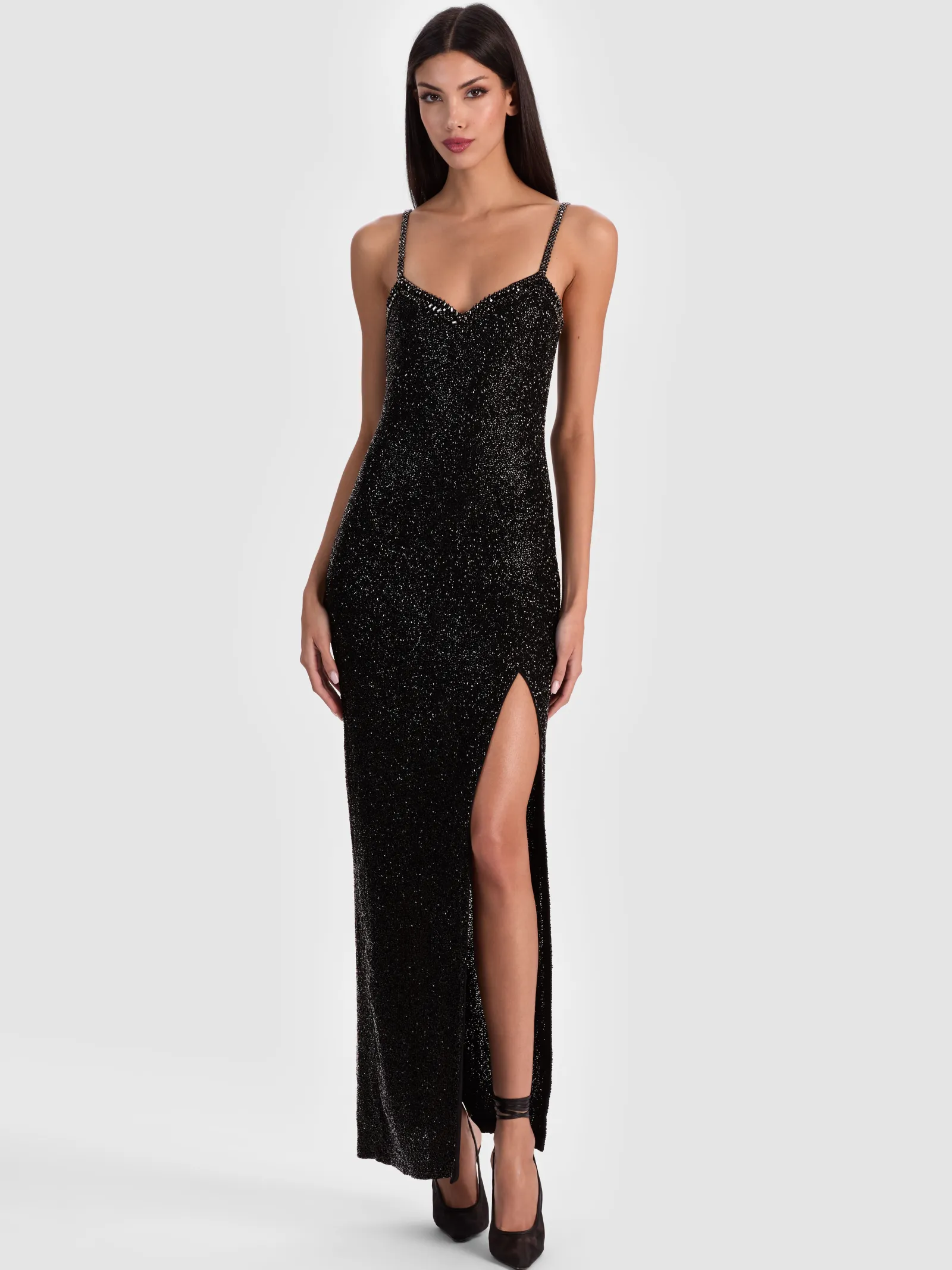 Alice and Olivia MAXI*NINA EMBELLISHED MAXI DRESS