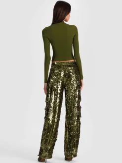 Alice and Olivia CARGOS*OLYMPIA SEQUIN CARGO PANT