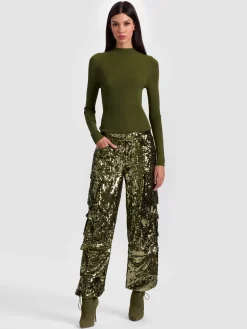 Alice and Olivia CARGOS*OLYMPIA SEQUIN CARGO PANT